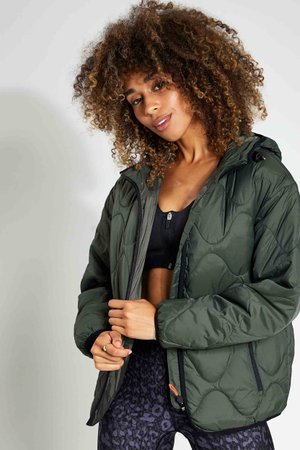 Hooded quilted puffer coat best sale